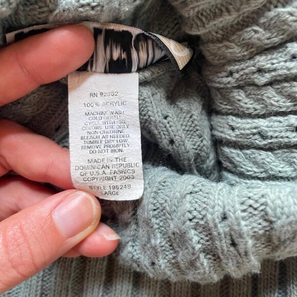 Y2K Vintage Sage Green Turtleneck Sweater | Flare Sleeve | Coquette Sz L Holiday - Picture 7 of 9